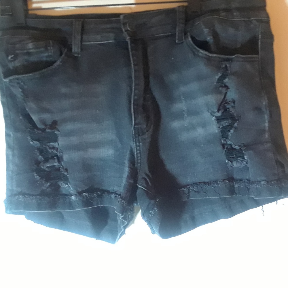 Black Jean Shorts Distressed  Waist 31